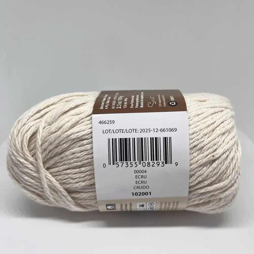 Lily Sugar n Cream Cotton Yarn, Ecru, 2.5 Oz